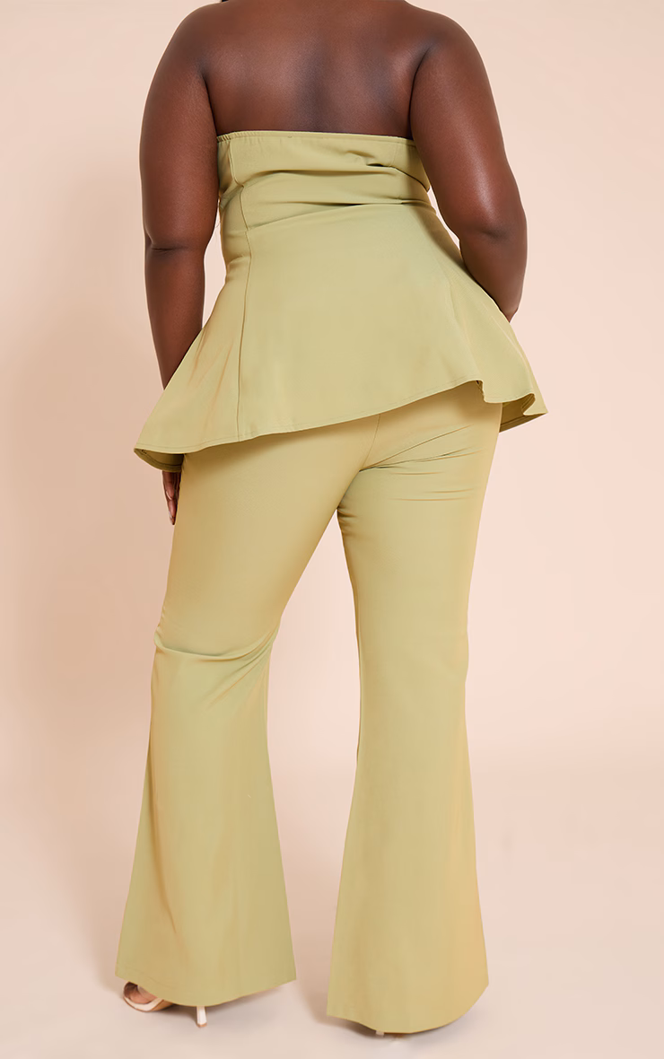 olive Woven Tailored Straight Leg Pants