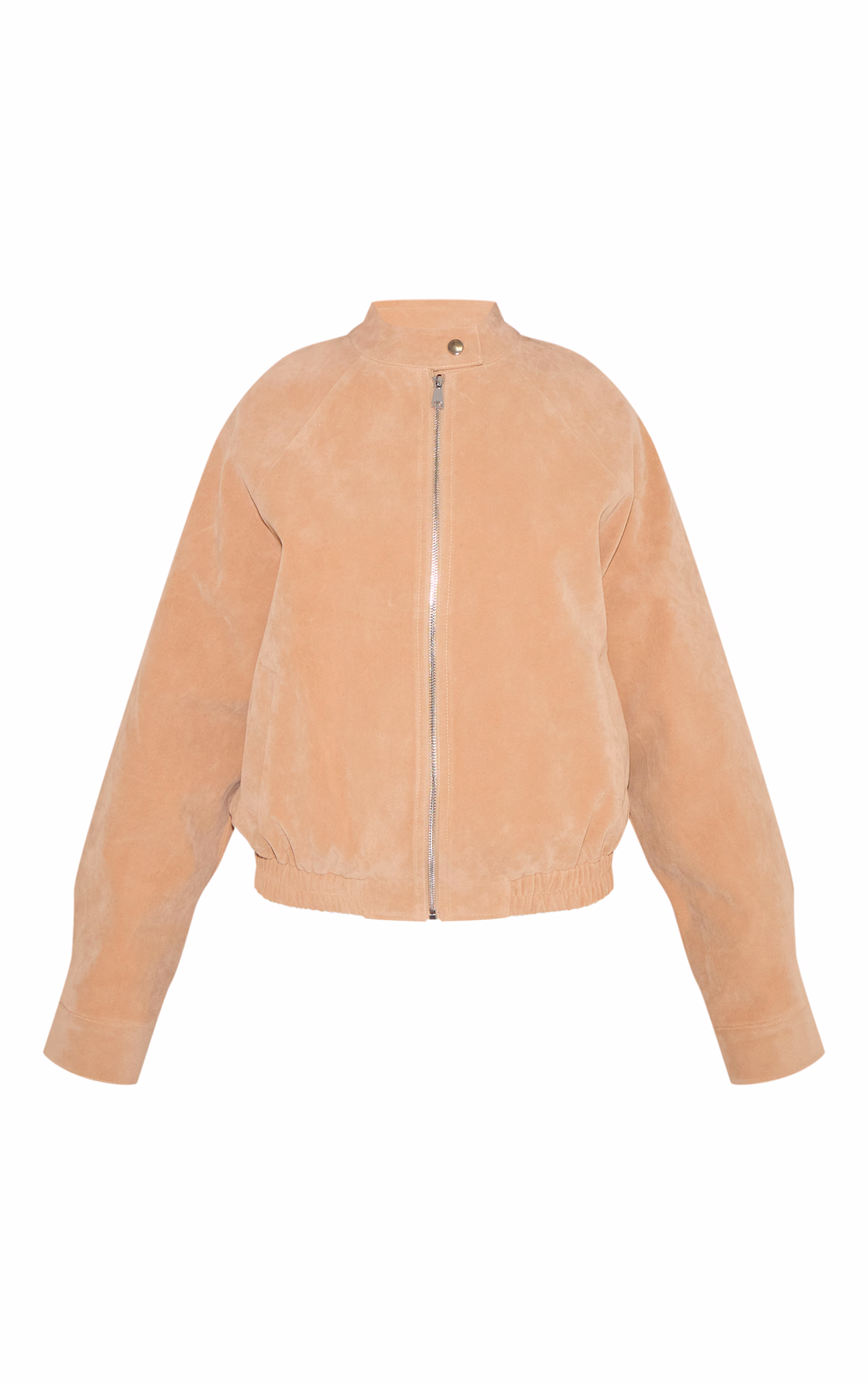 Petite Deep Tan Faux Suede Racer Neck Jacket