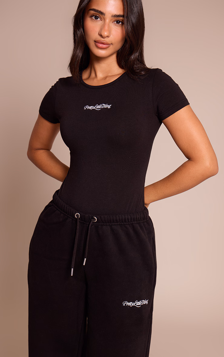 Petite Black Prettylittlething Short Sleeve Bodysuit