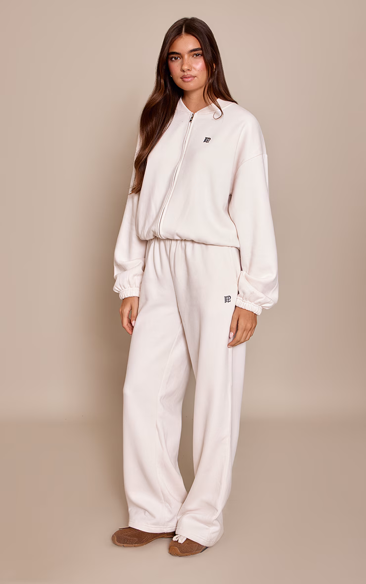 PLT Cream Cotton Fleece Straight Leg Sweatpants