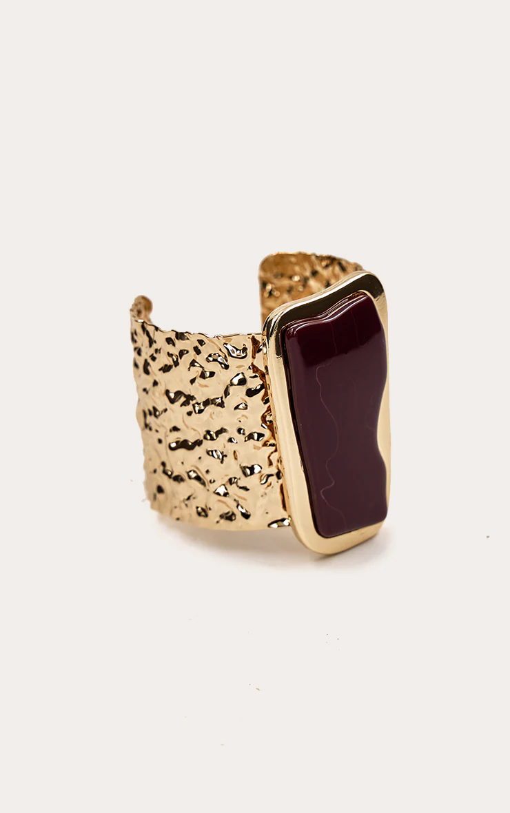 Plum Resin Stone Cuff Bangle