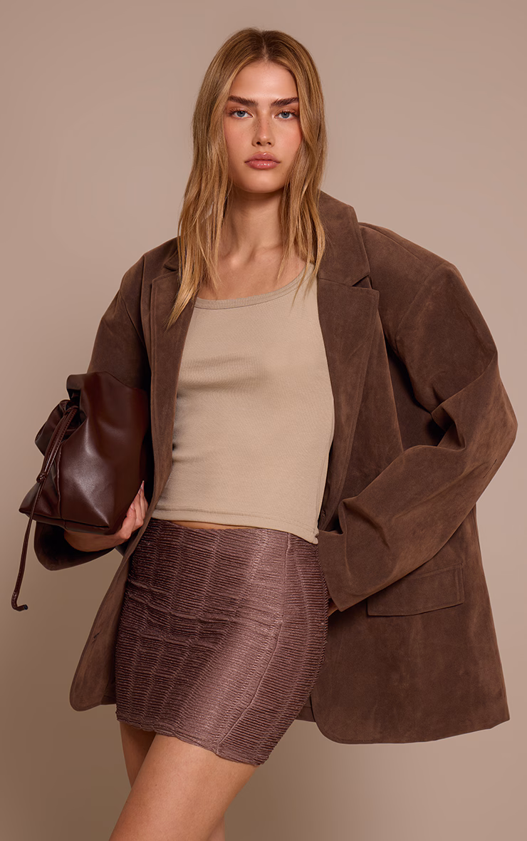 Mushroom Textured Jersey Mini Skirt