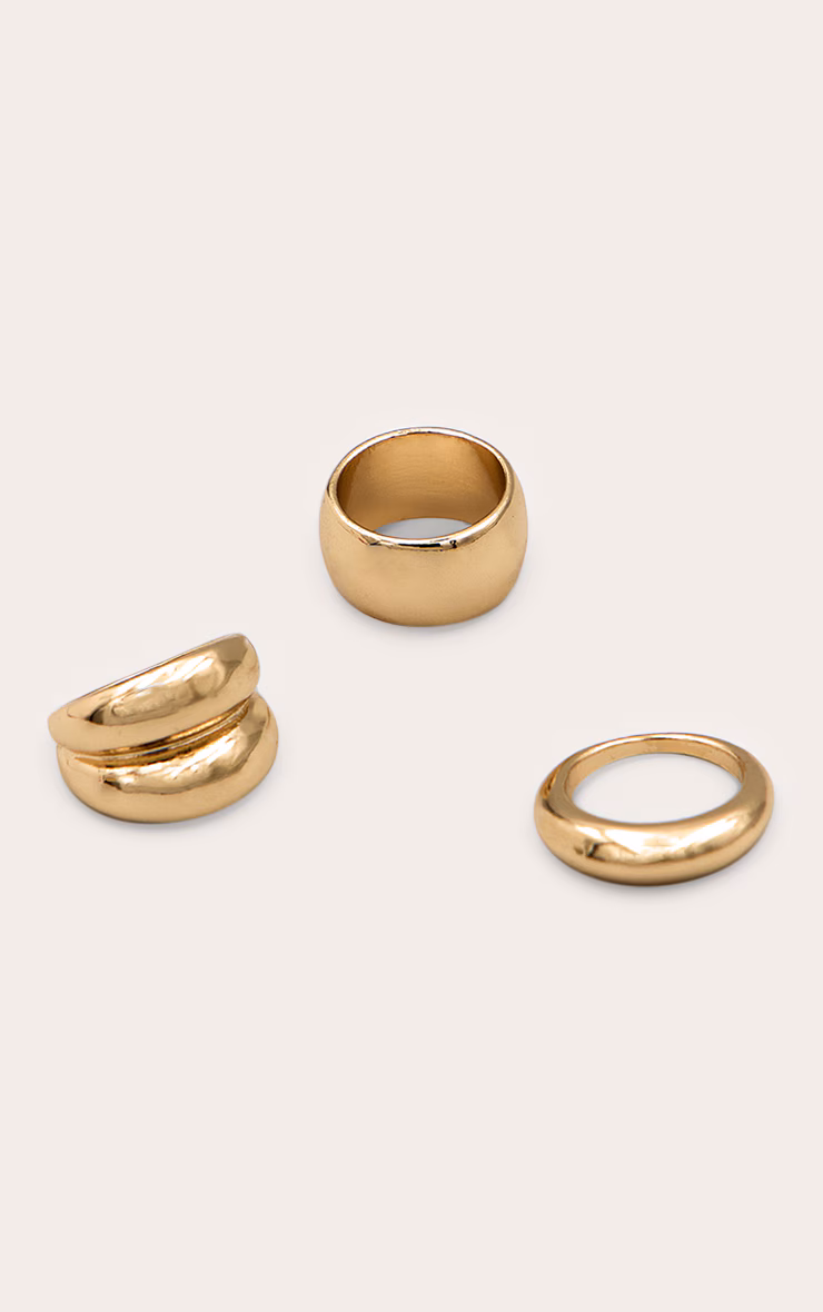 Gold Simple Chunky Ring Set