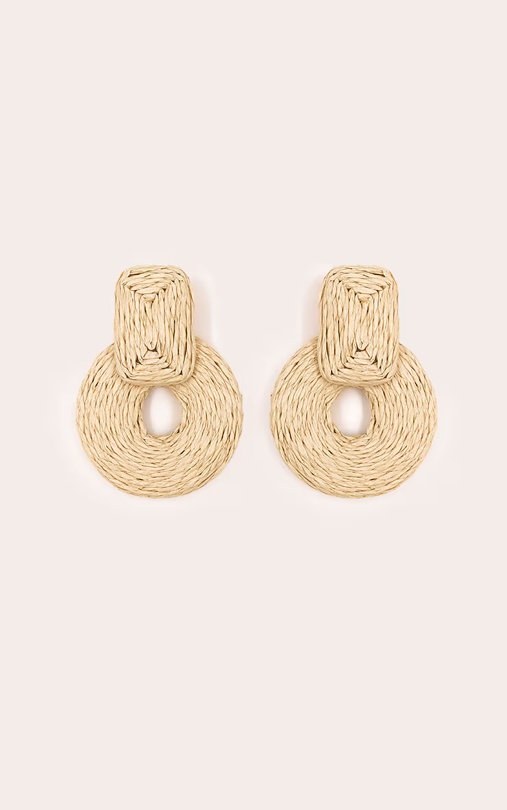 Natural Raffia Door Knocker Earrings