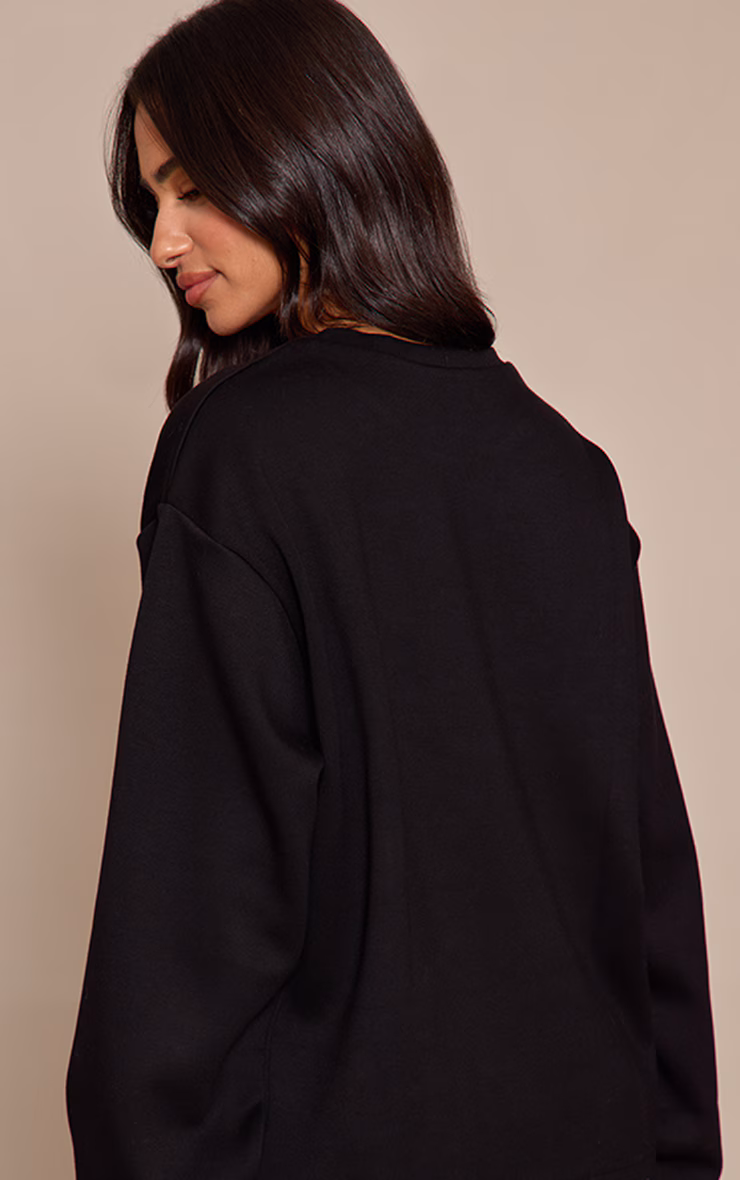 Petite Black Modal Oversized Long Sleeved T-shirt