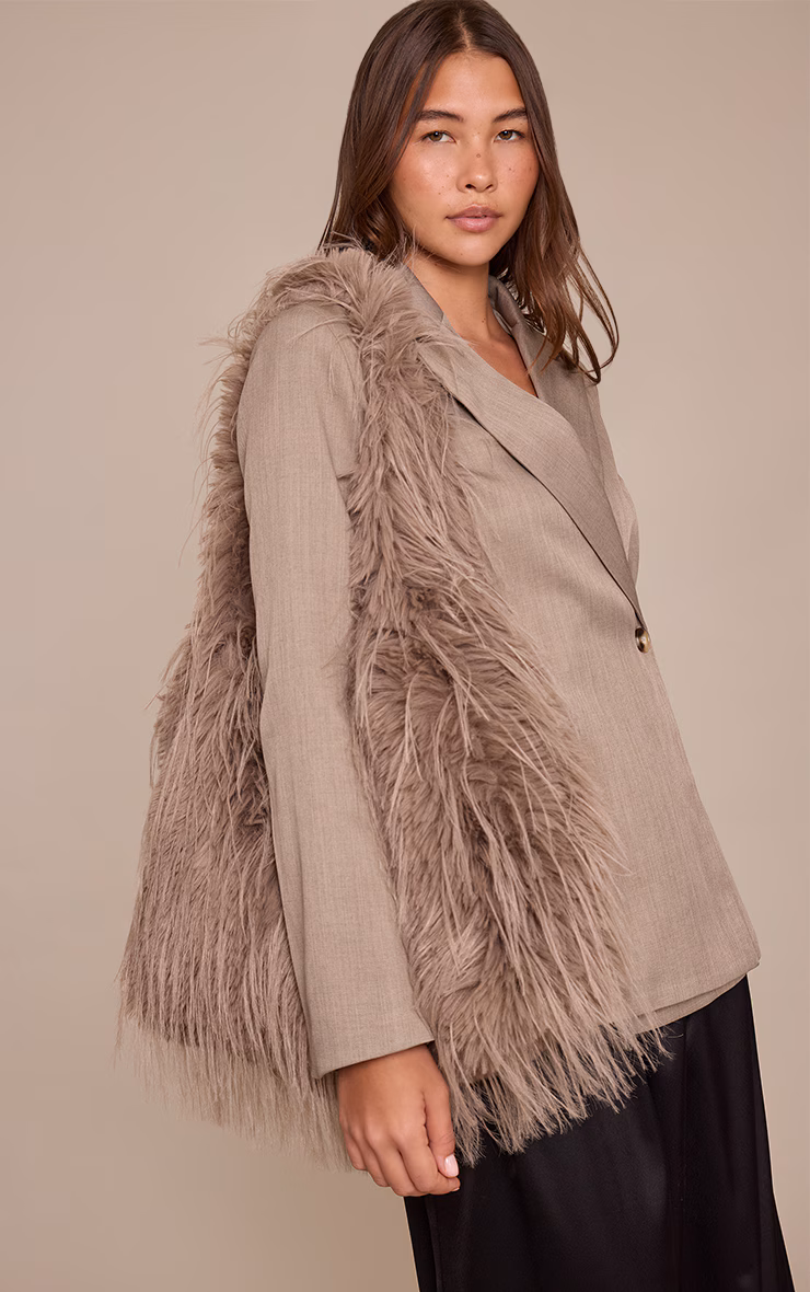 Mocha Shaggy Faux Fur Shaggy Tote Bag