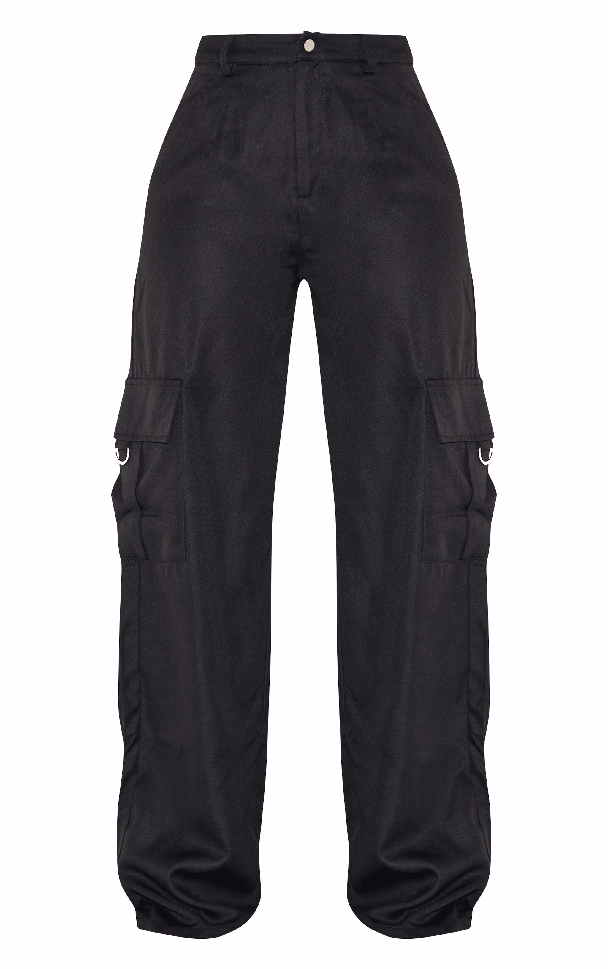 PRETTYLITTLETHING Shape Black Buckle Detail Cargo Wide Leg Pants