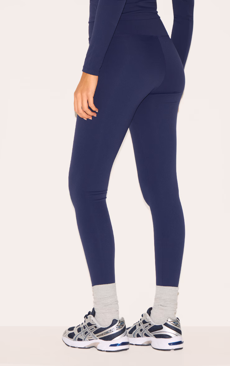 Navy Sculpt Wrap Waist Gym Leggings