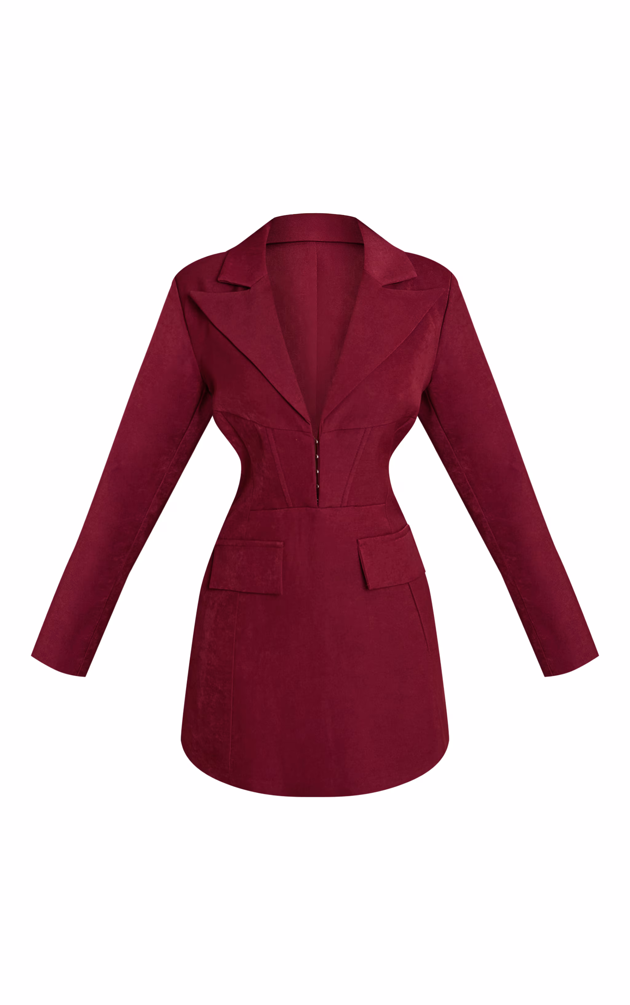 Petite Deep Red Hook And Eye Fitted Blazer Dress