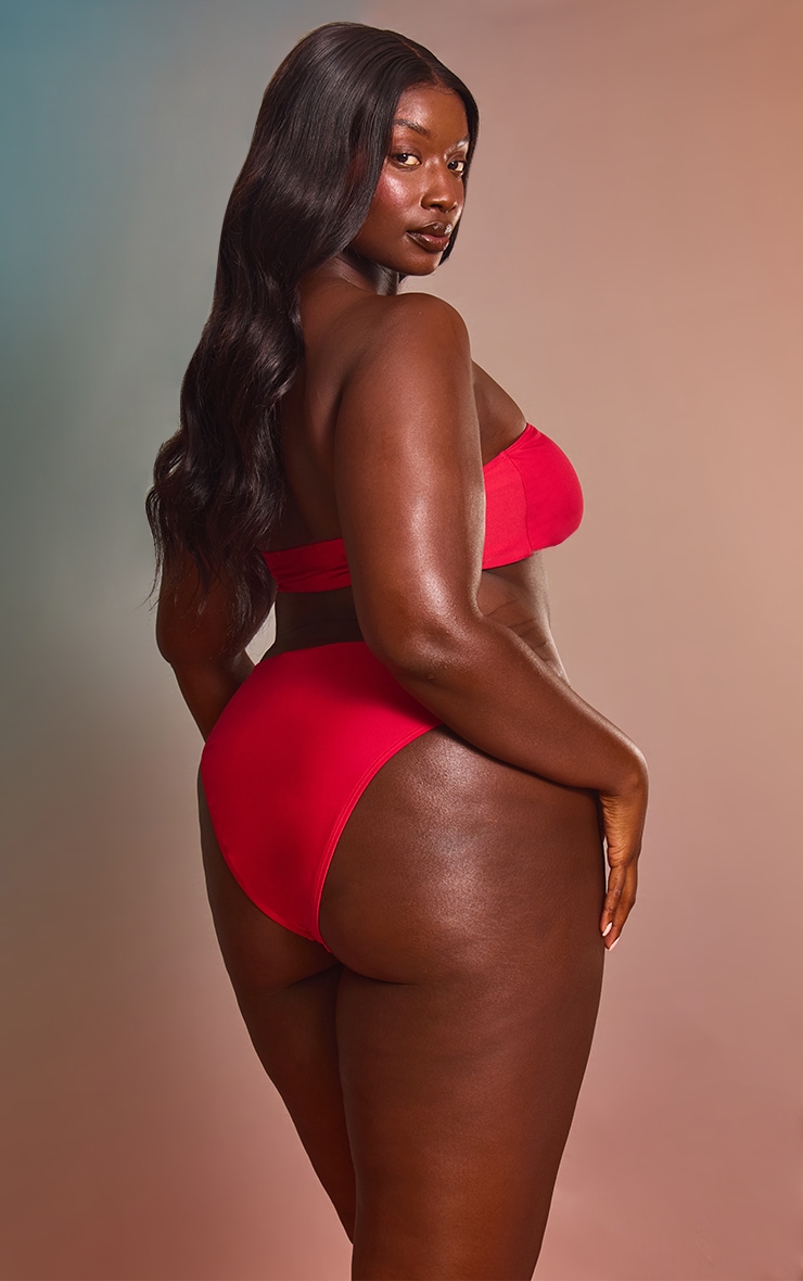 Plus Red Bandeau Mix & Match Bikini Top