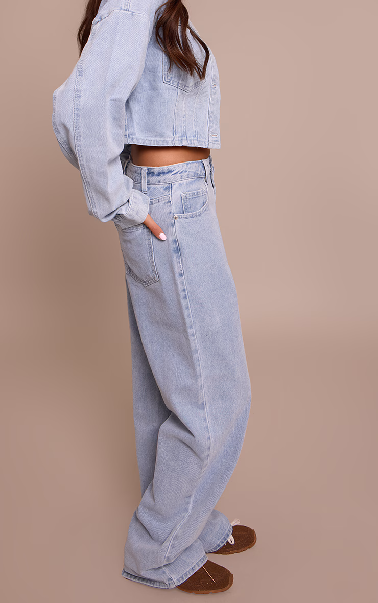Light Blue Straight Leg High Rise Jeans