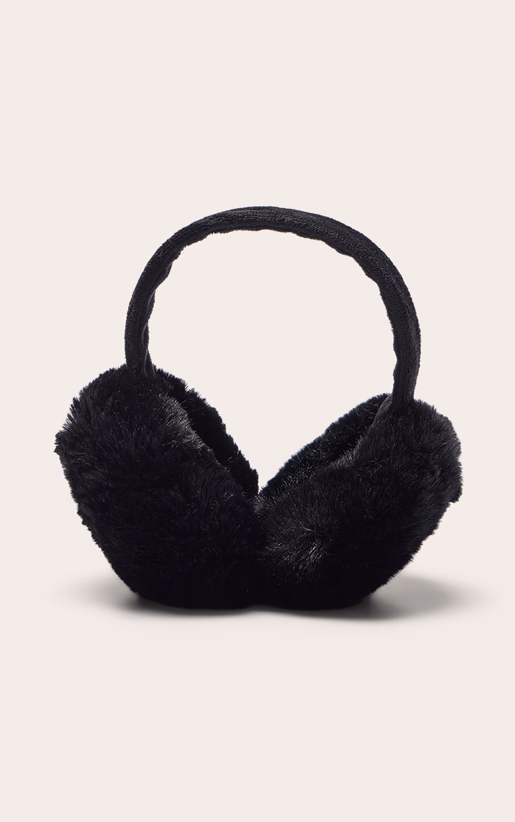 Black Soft Faux Fur Ear Muffs