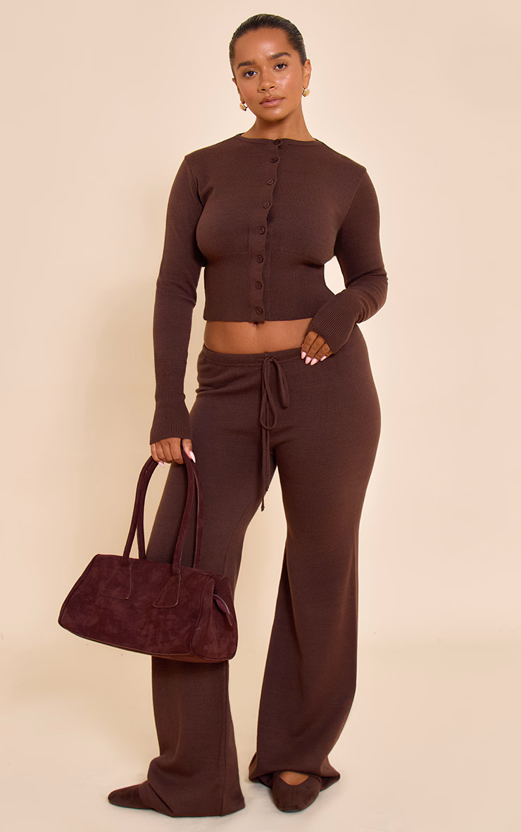 Shape Chocolate Knitted Tie Waist Pants