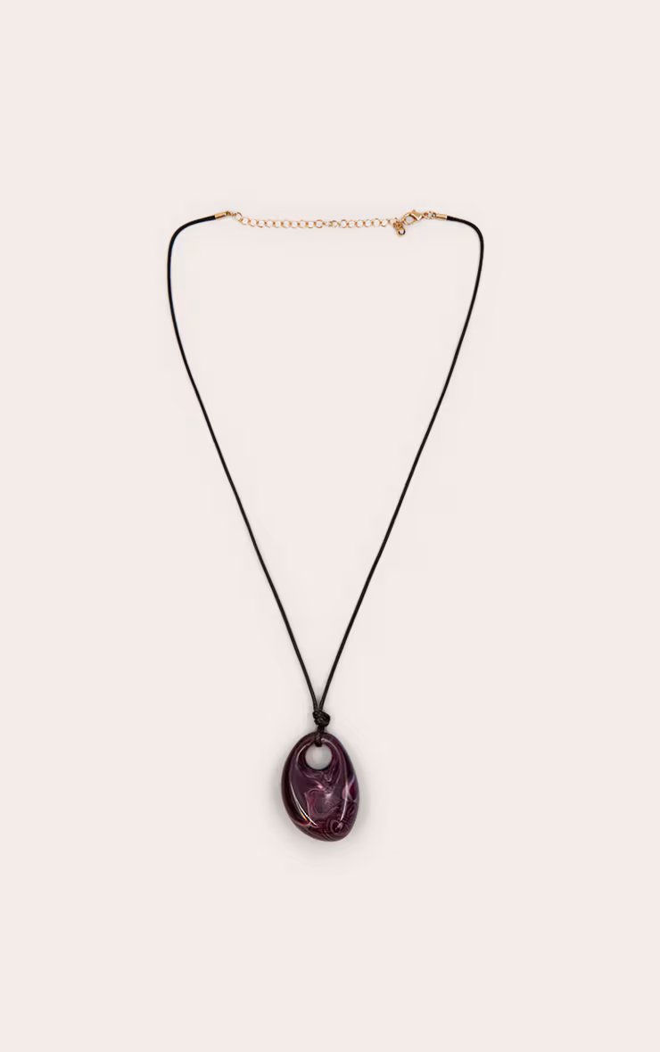 Plum Resin Pendant Necklace