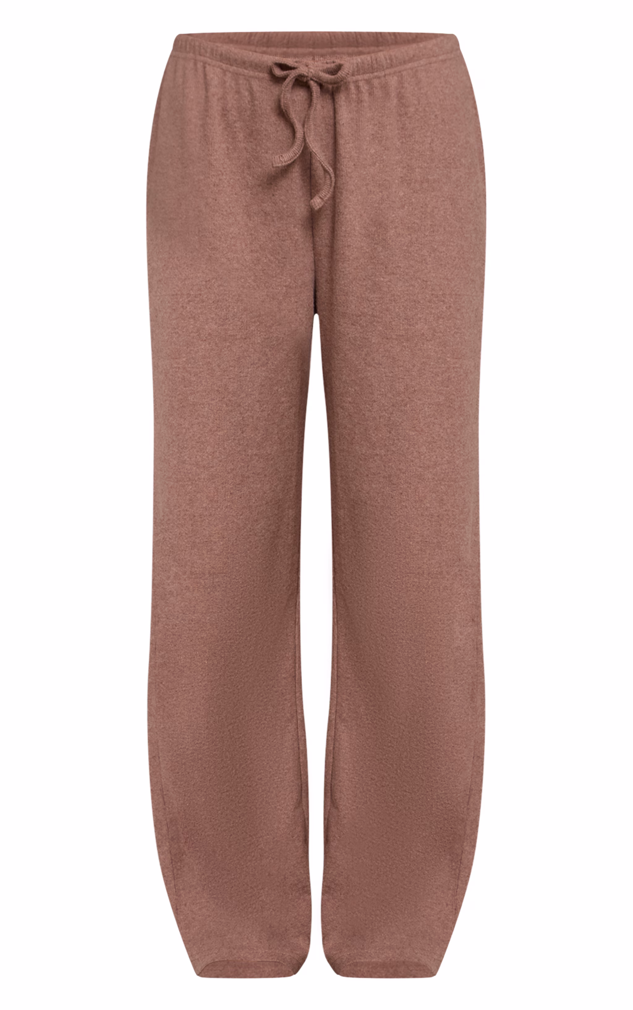 Mushroom Brushed Rib Wide Leg Drawstring Pants