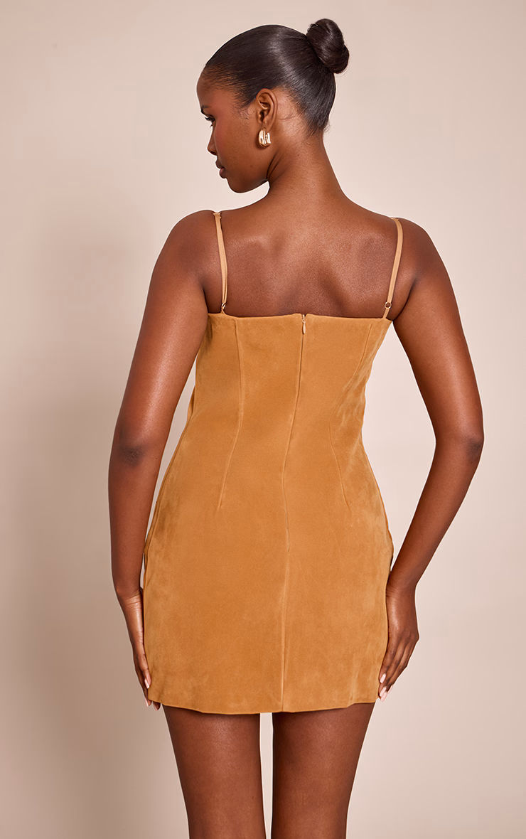 Mustard Faux Suede Bodycon Mini Dress