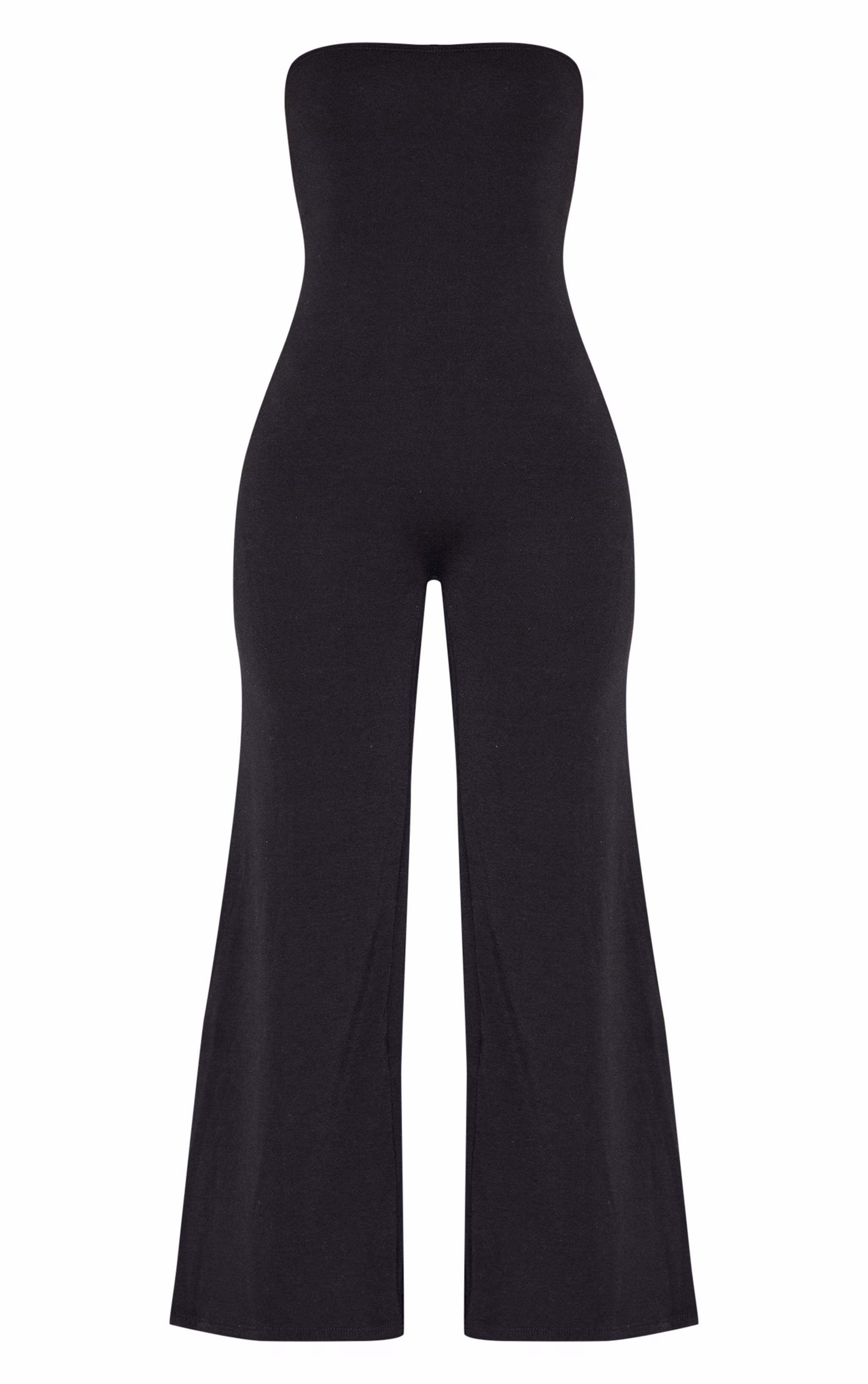 Petite Black Double Layer Jersey Bandeau Wide Leg Jumpsuit