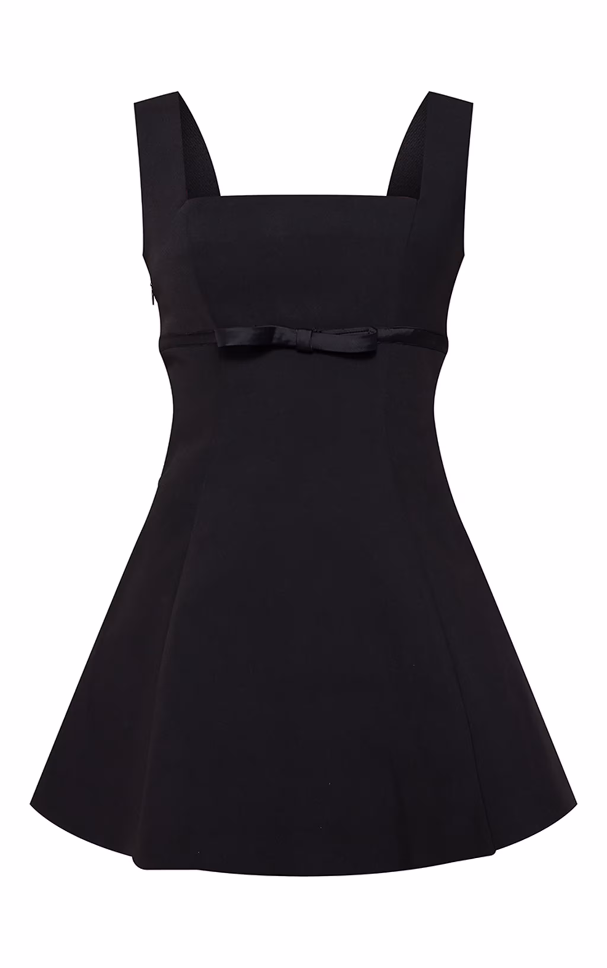 Premium Black Woven Belt Detail Shift Dress