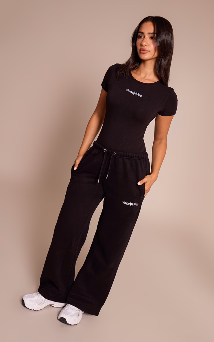 Petite Black Prettylittlething Short Sleeve Bodysuit