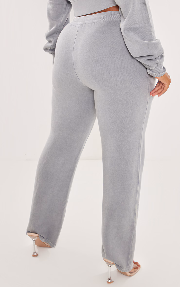PRETTYLITTLETHING Shape Grey Marl Washed Wide Leg Sweatpants