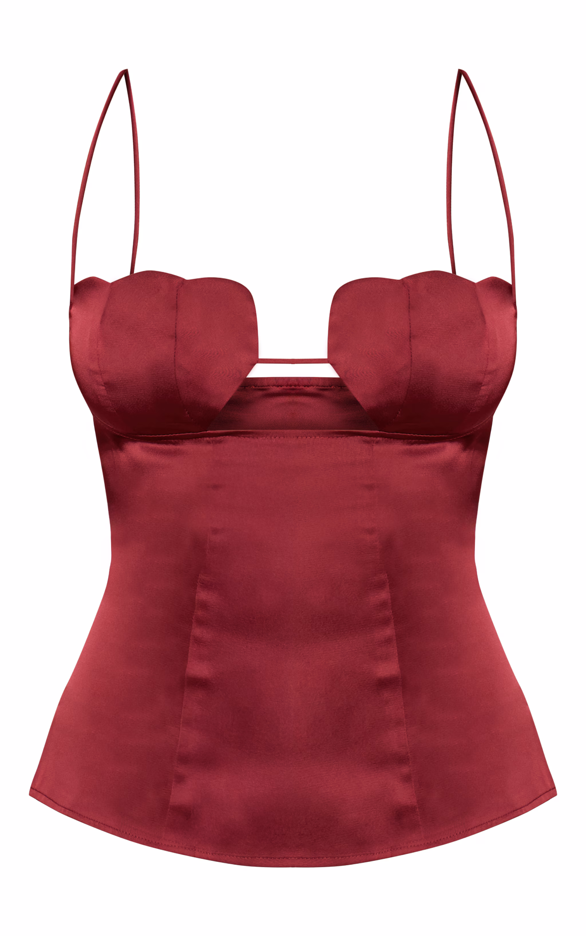 Plum Satin Bust Detail Strappy Cami