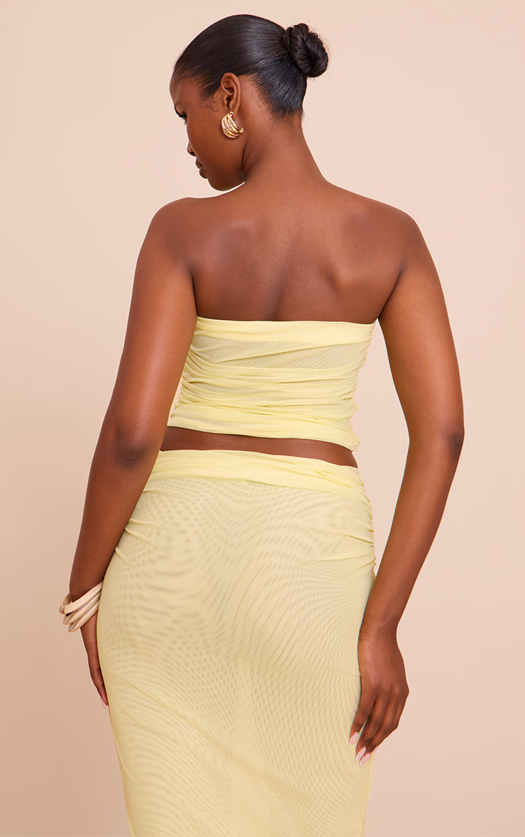 Lemon Chiffon Mesh Bandeau Top