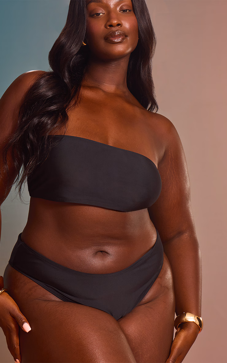 Plus Black Mix & Match High Waisted High Leg Bikini Bottoms