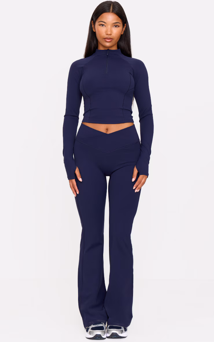Navy Sculpt Wrap Waist Yoga Pants