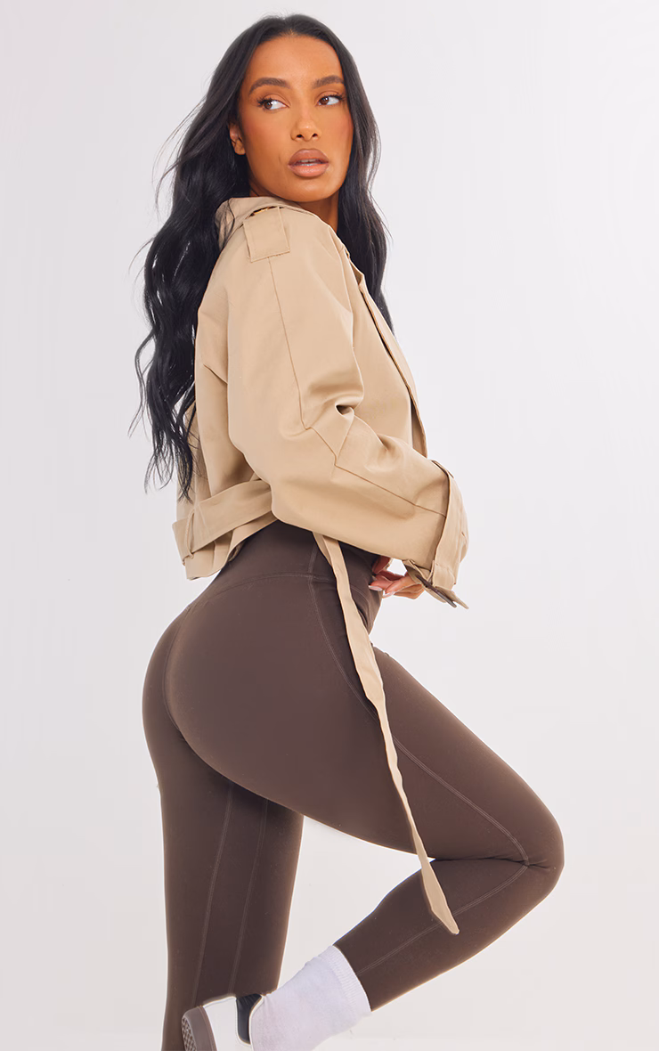 Camel Cropped Trench Coat