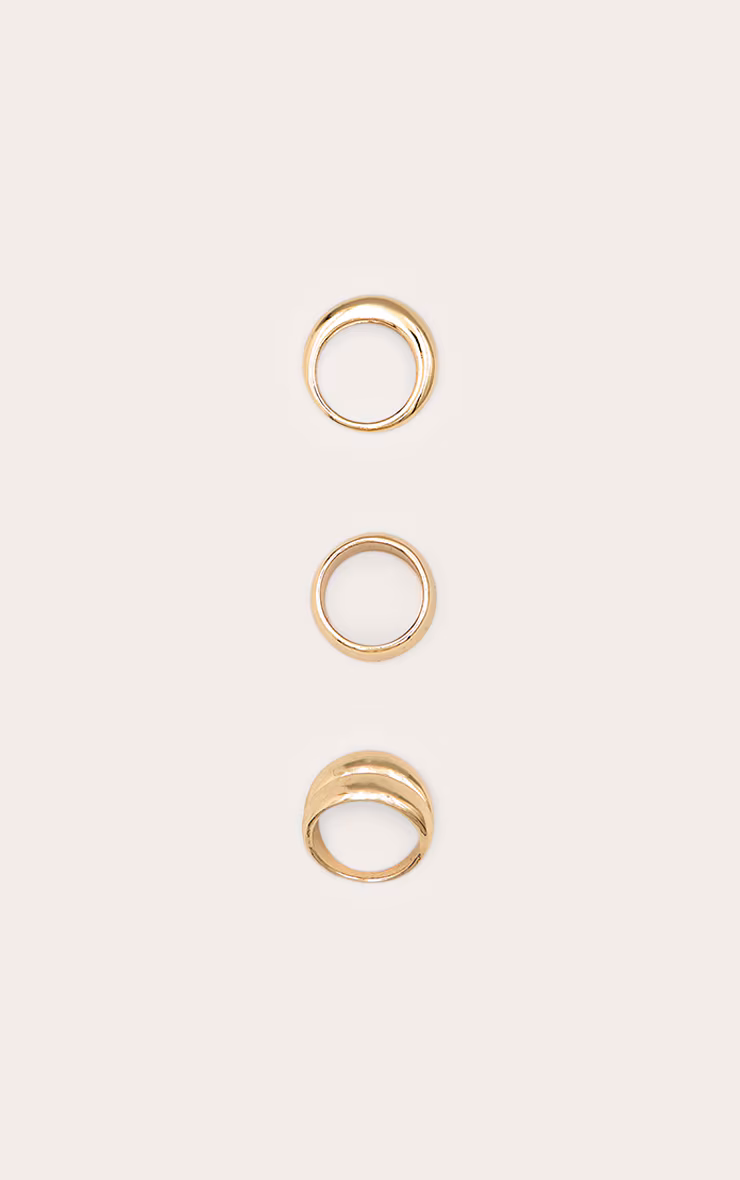 Gold Simple Chunky Ring Set
