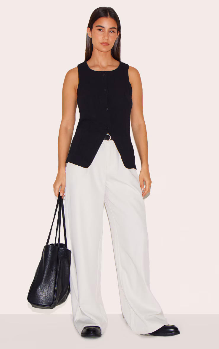 Black Longline Bengaline Vest