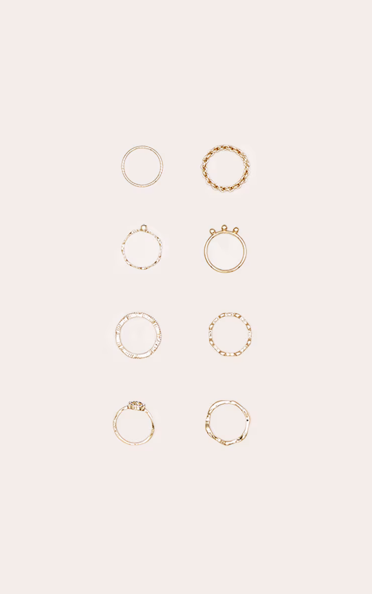 Gold Assorted Shape Twist Ring Set