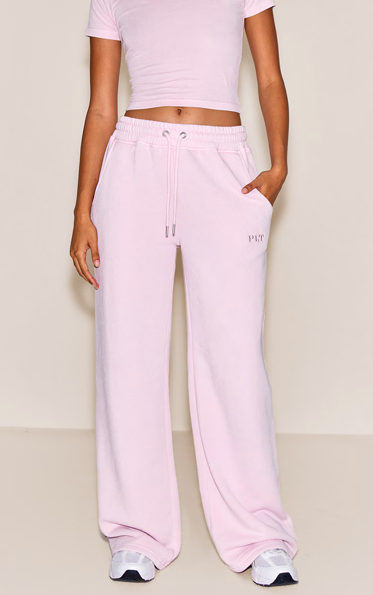 Light Pink Washed Wide Leg Sweatpants