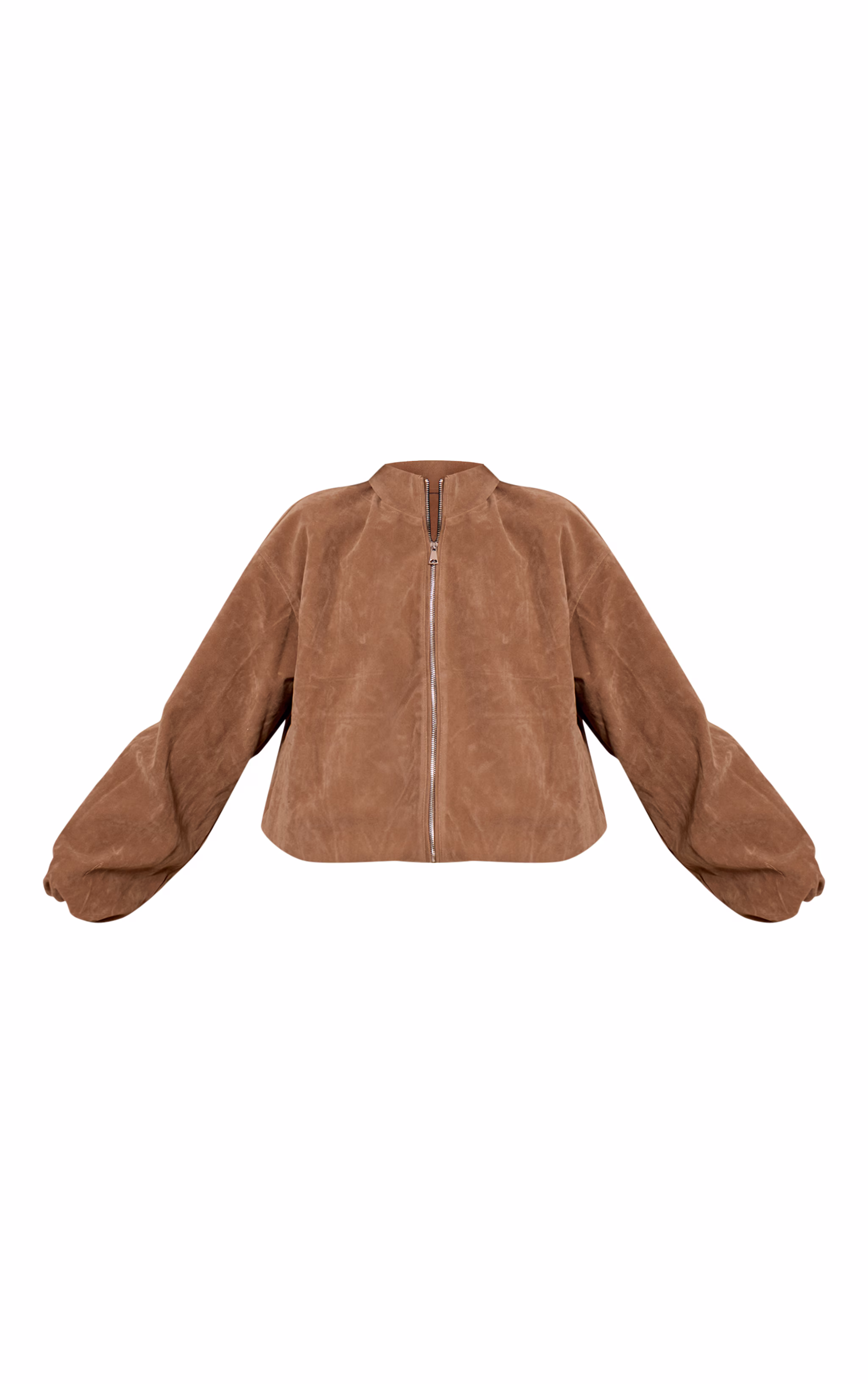 Mushroom Faux Suede Bomber Jacket