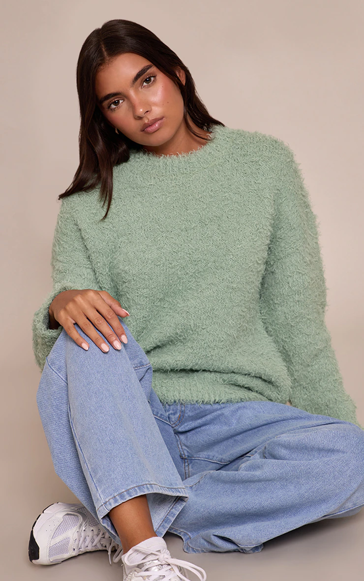 Mint Teddy Knit Oversized Sweater