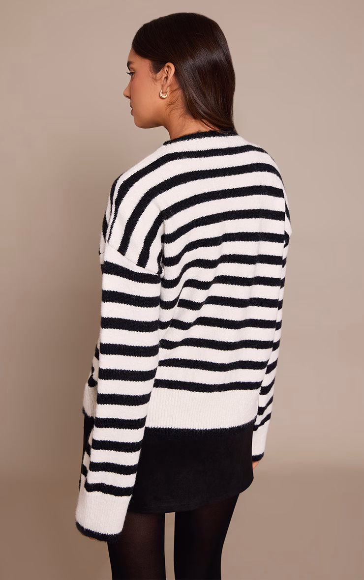 Mono Wool Blend Striped Knitted Cardigan