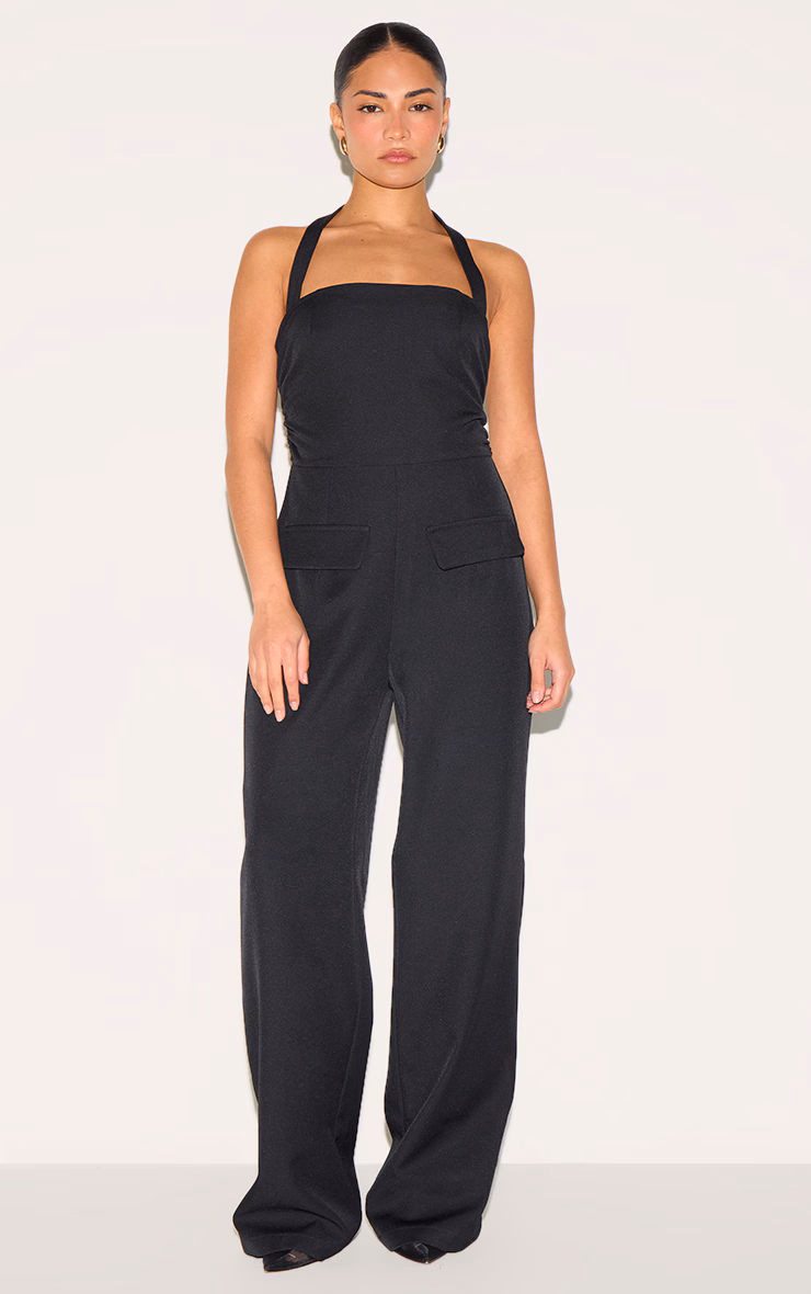 Petite Black Tailored Wide Leg Jumpsuit