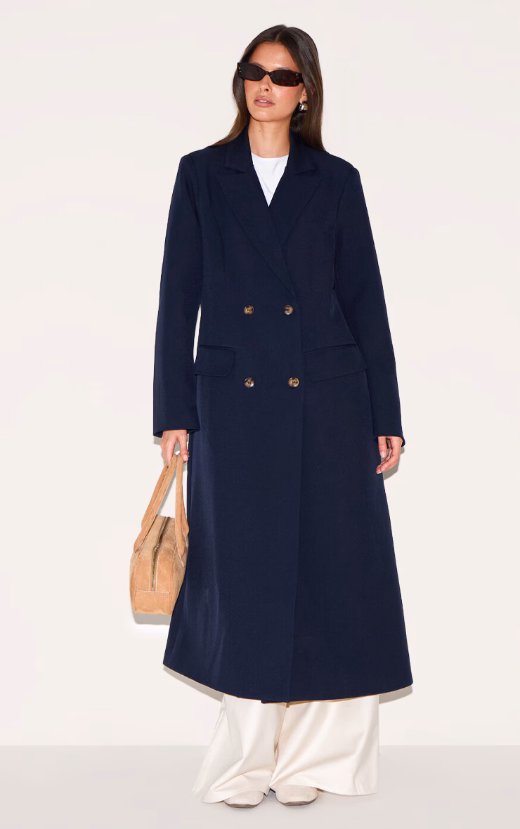 Navy Maxi Length Duster Coat