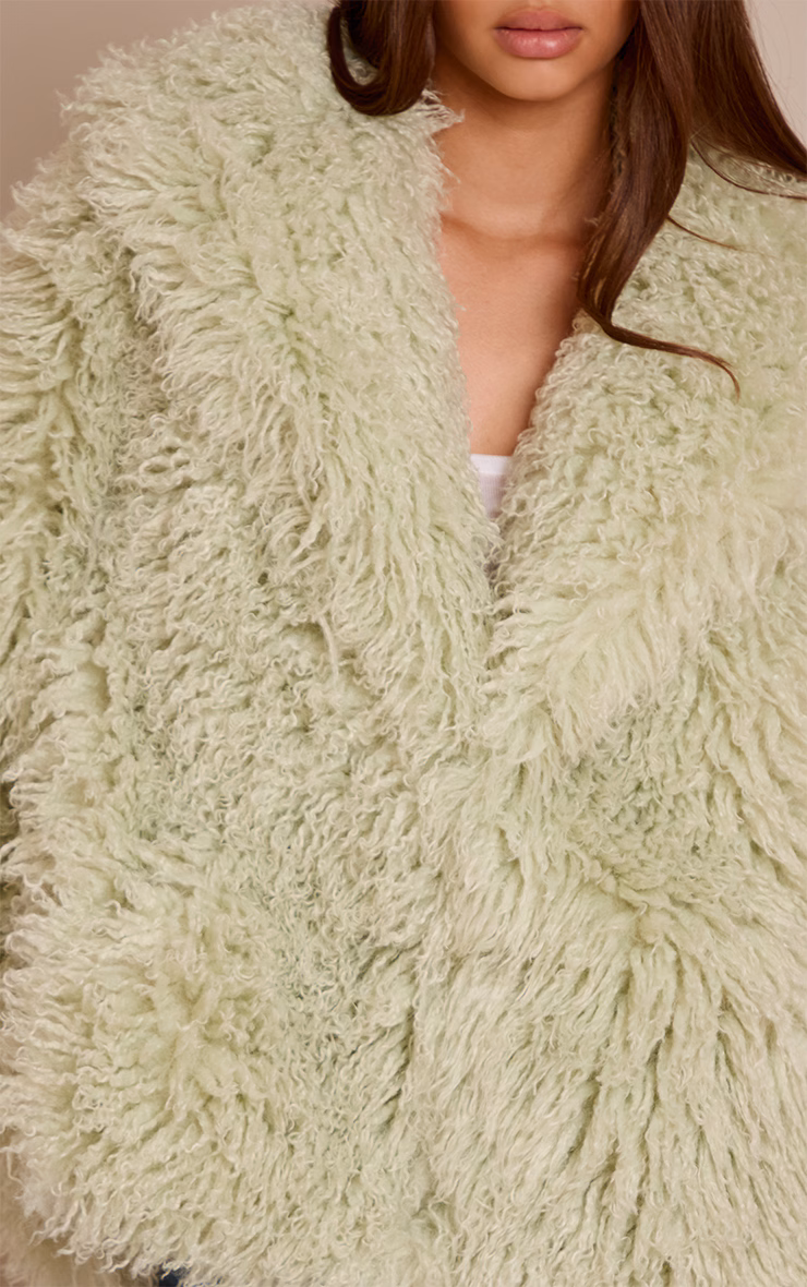 Mint Green Mongolian Fur Cropped Coat
