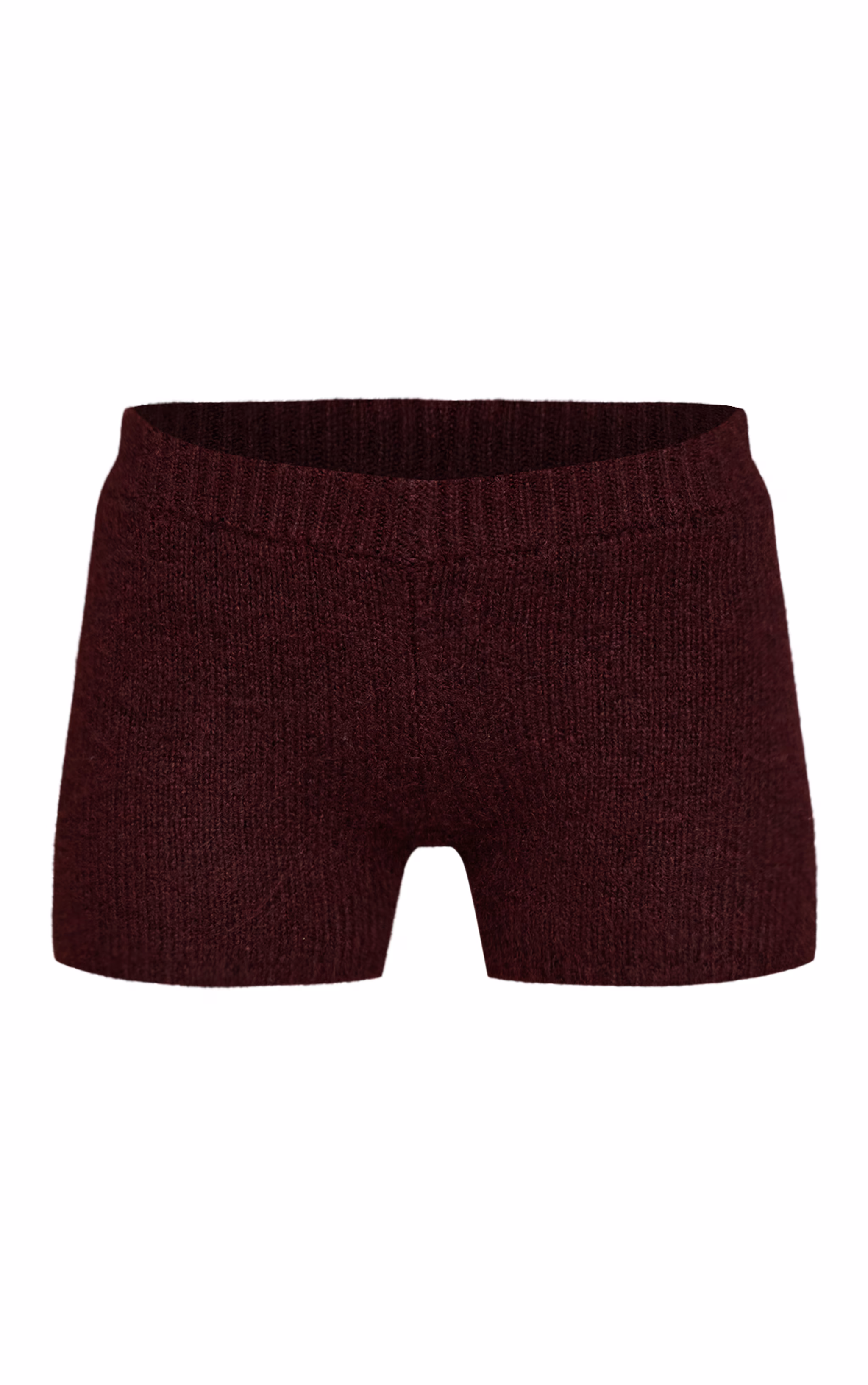Plum Brushed Knit Mini Shorts