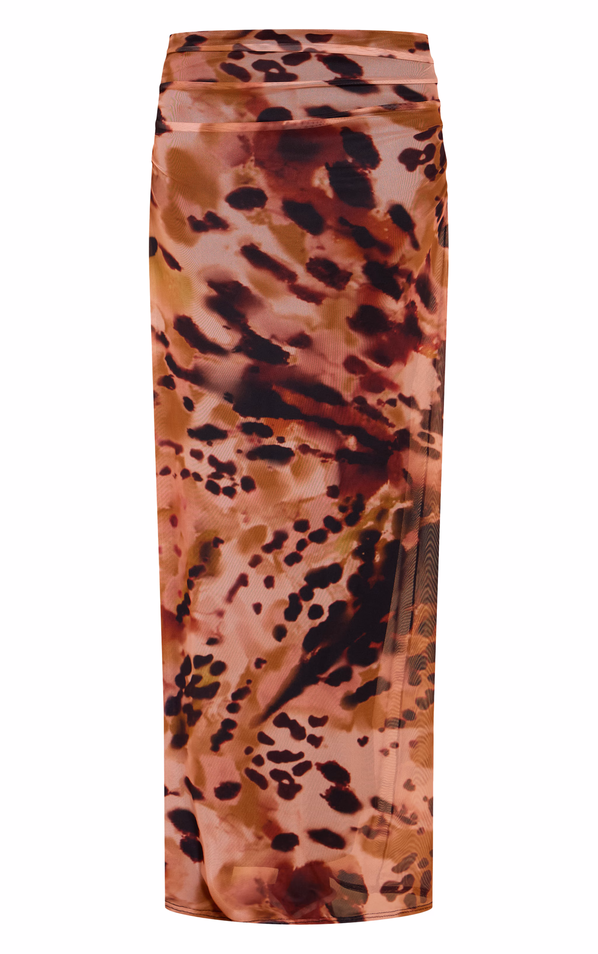 Multi Abstract Print Mesh Maxi Skirt