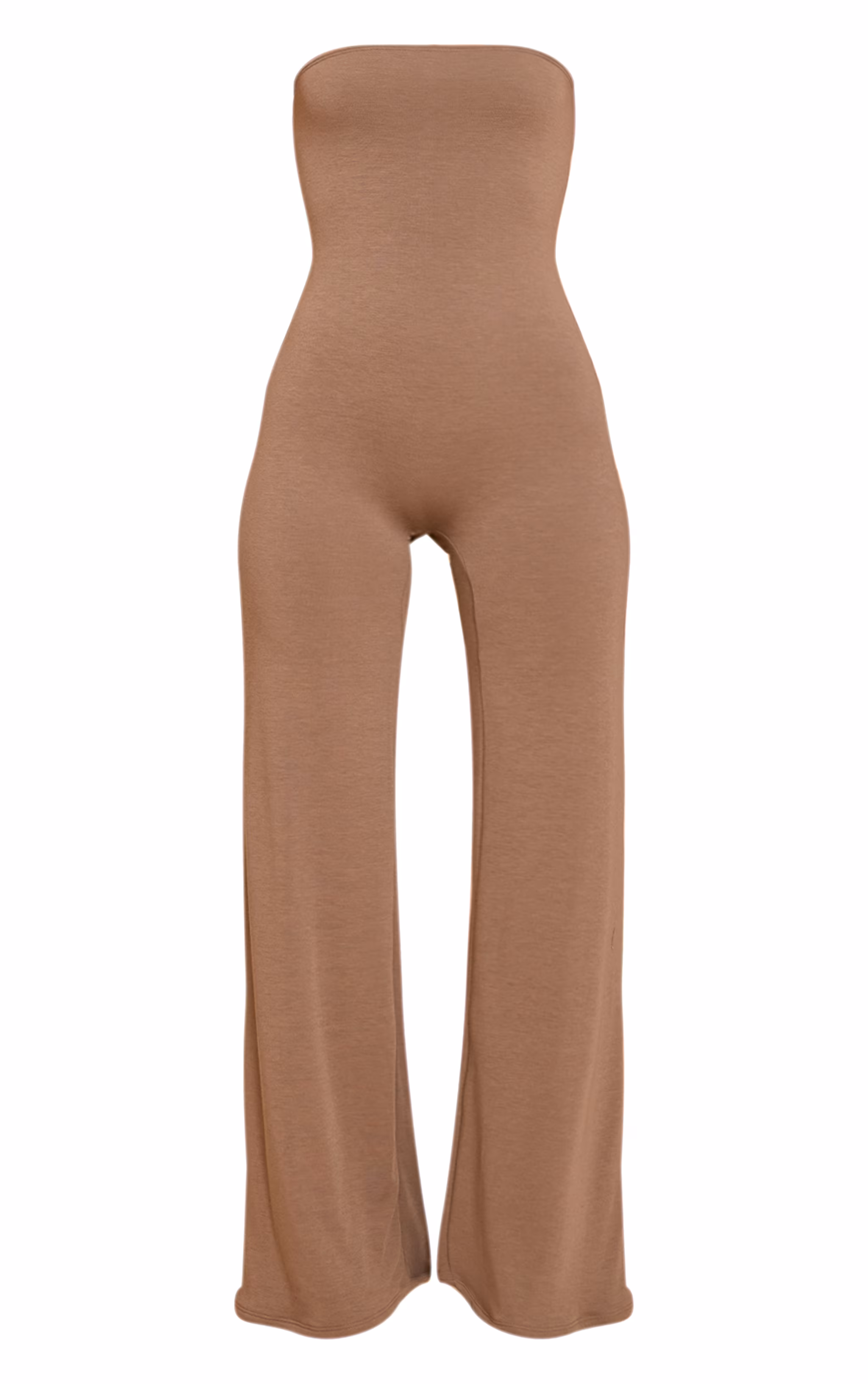 Mushroom Double Layer Contour Jersey Bandeau Wide Leg Jumpsuit