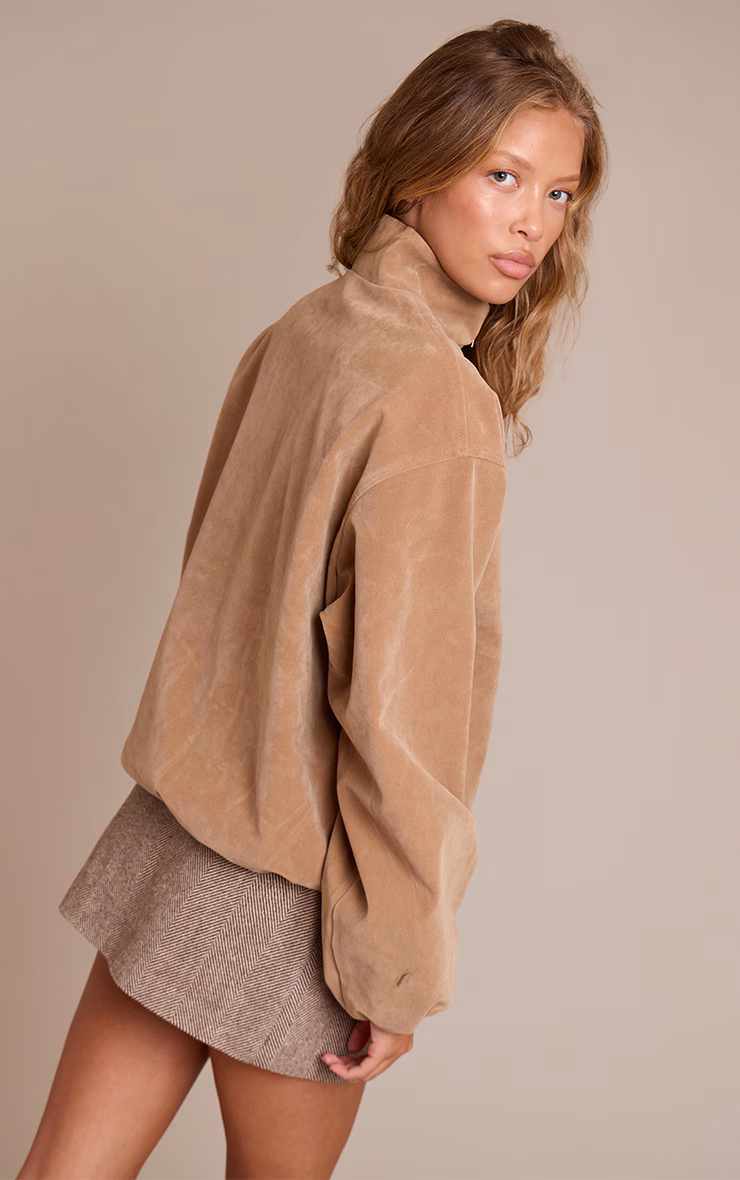 Sand Suede Bomber Jacket
