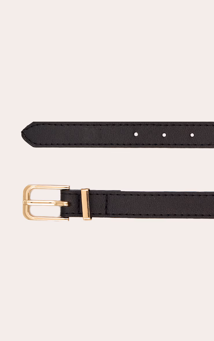 Black Gold Buckle Slim Belt