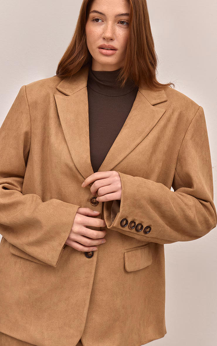 Sand Suede Oversized Dad Blazer