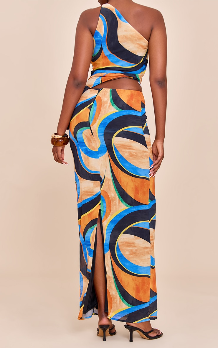Multi Abstract Print Chiffon Maxi Skirts