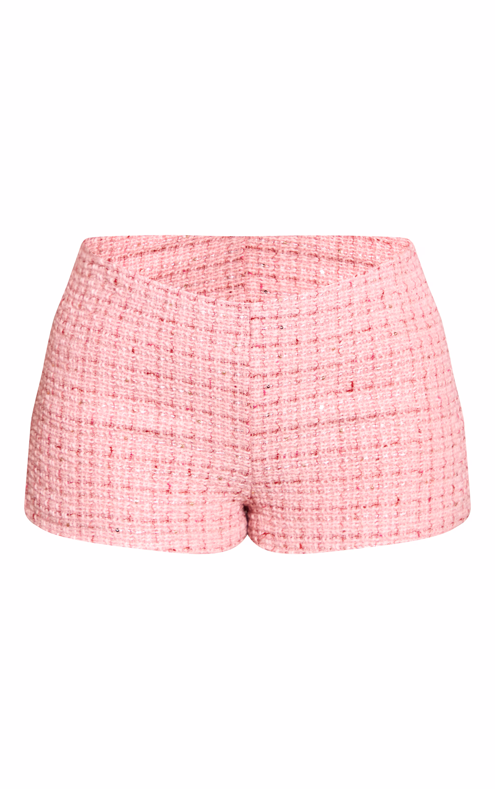 Petite Pink Sequin Tweed Mini Shorts