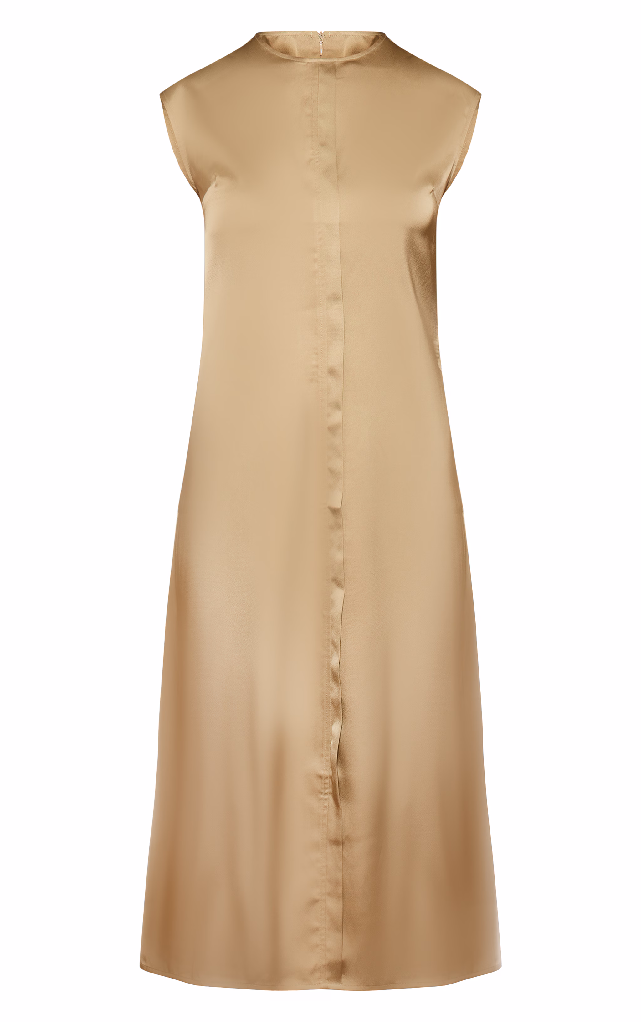 Olive Satin Cap Sleeve Shift Dress