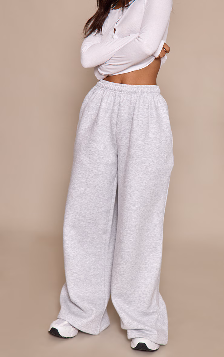Petite Ash Grey Super Wide Leg Sweatpants