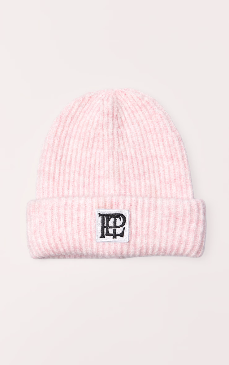 PLT Baby Pink Brushed Knit Fold Over Beanie